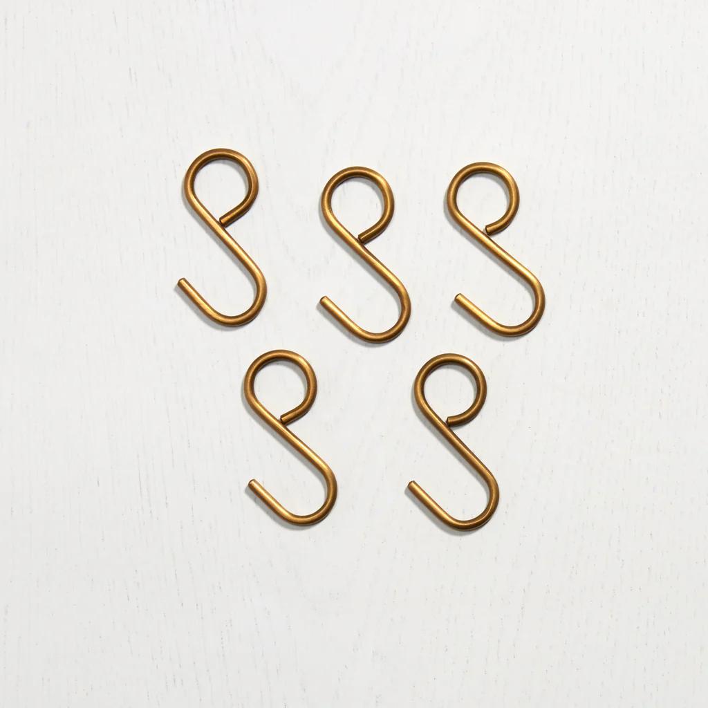 Utility Rail Hook - Acid Washed Brass in Acid Washed Brass