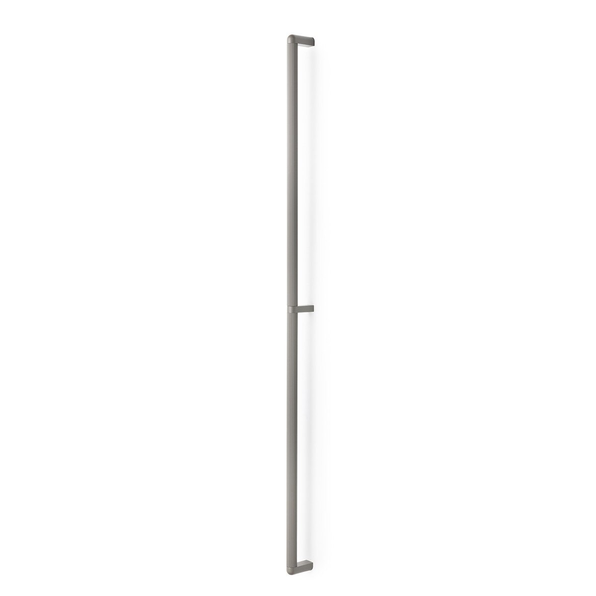 Large Momo RISS cabinet pull handle in matte gray finish, showcasing its sleek, modern design for furniture or cabinetry.