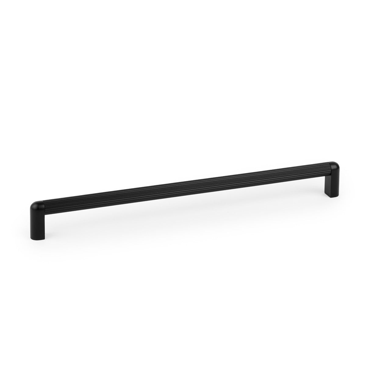 Momo RISS Mini Cabinet Pull Handle in matte black, with sleek, modern design, mounted on a cabinet door.