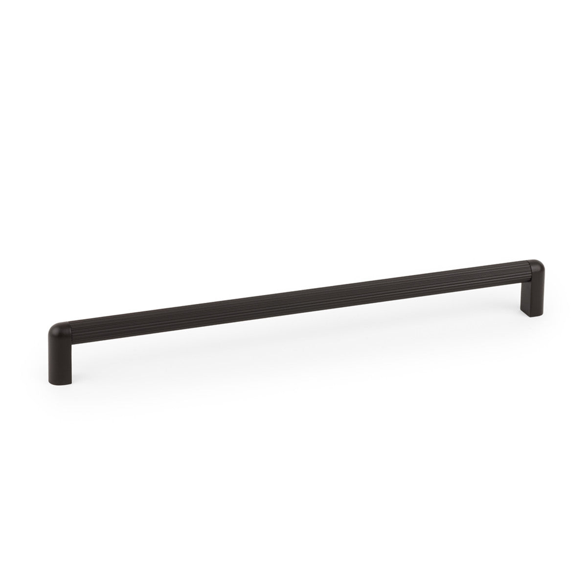 Momo RISS Mini Cabinet Pull Handle in a sleek, modern design with a bronze finish, mounted on a cabinet door.