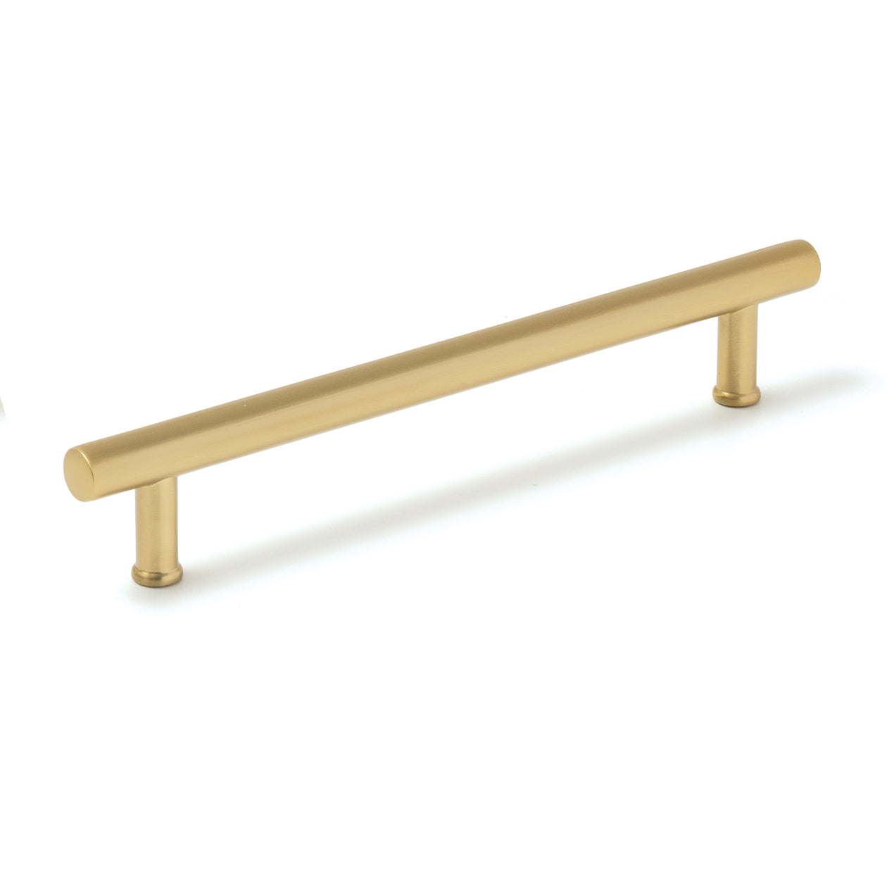 Momo STRANO cabinet pull handle in brushed satin bronze finish, mounted on a cabinet door, showcasing modern hardware design.