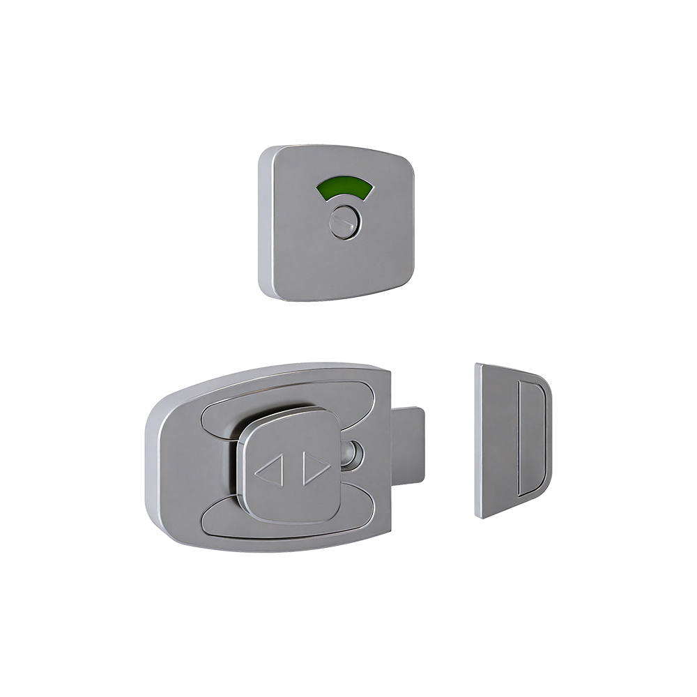 Sera Emergency Release Slide Lock and Indicator Set - Satin Chrome Plate - With Screw Fixings in Satin Chrome