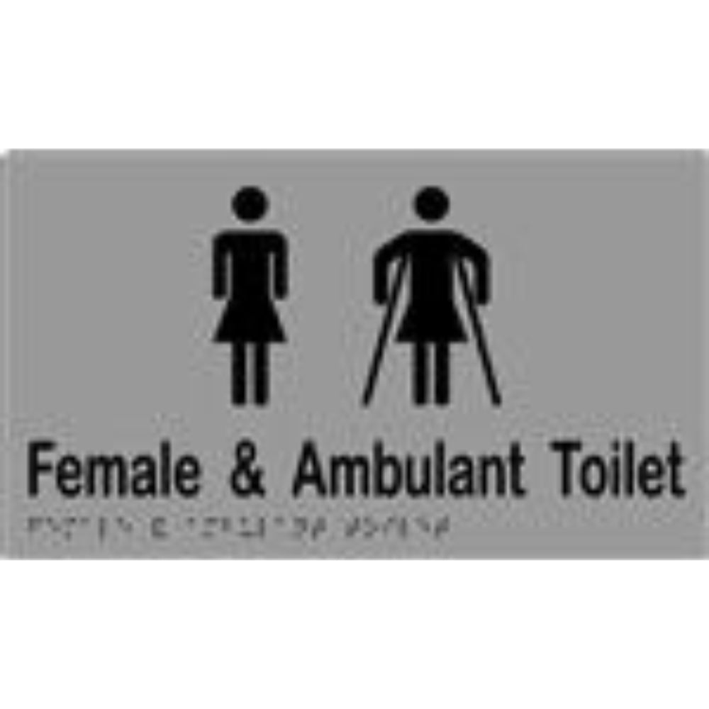Female and ambulant sign with Braille on laminated vinyl, measuring 260x150mm, designed by Style Finish Design Pty Ltd.