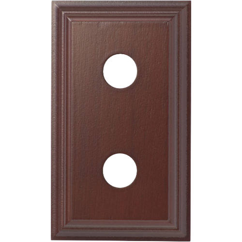 Tradco double switch and socket wood blocks with classic profile, showcasing natural wood finish and sturdy design.