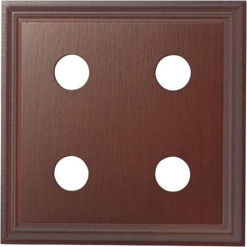 Tradco Quad switch and socket wood blocks with classic profile, featuring multiple switches and outlets in a natural wood finish.