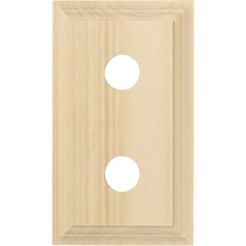 Tradco double switch and socket wood blocks with classic profile, featuring natural wood finish and traditional design.