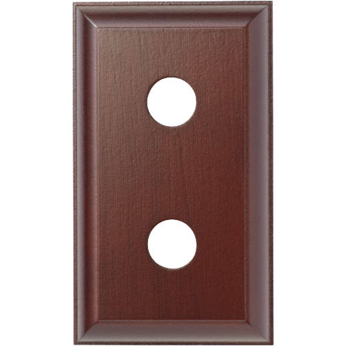 Tradco double switch and socket wood blocks with traditional profile, featuring natural wood finish and classic design for vintage-style interiors.
