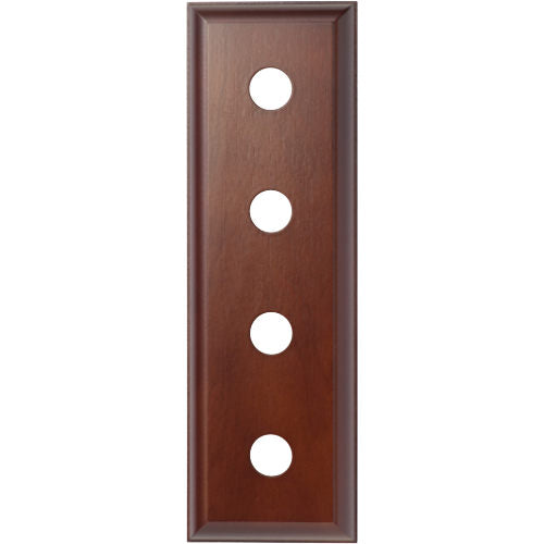 Traditional profile Tradco Quad switch and socket wood blocks, showing classic wooden finish and detailed design for wall installation.