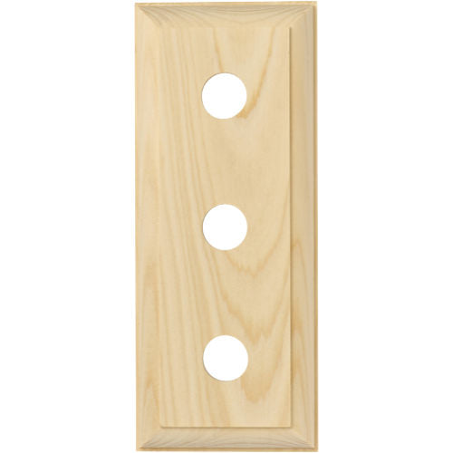 Tradco treble switch and socket wood blocks in traditional profile, showcasing classic wooden electrical fittings.