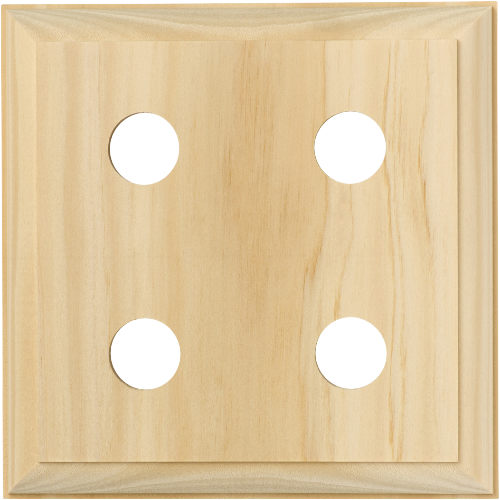 Tradco quad switch and socket wood blocks in traditional profile, showcasing classic wood finish and design details.