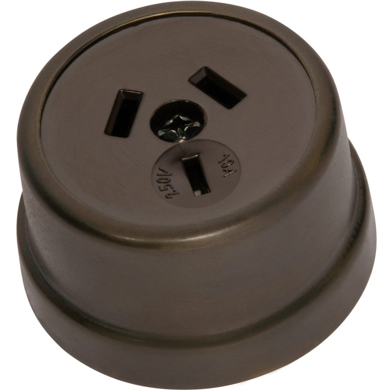Socket Traditional Brown Mechanism Antique Brass D50xP30mm in Antique Brass