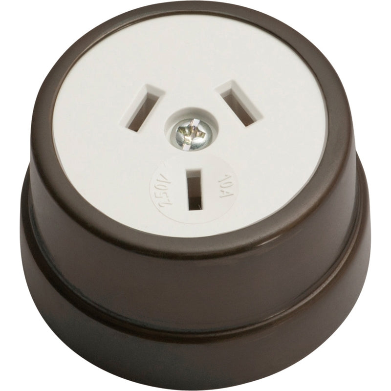 Socket Traditional White Mechanism Antique Brass D50xP30mm in White/Antique Brass