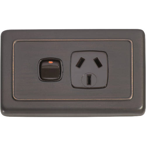 Socket Flat Plate Rocker Single Brown Antique Copper H72xW115mm in Antique Copper