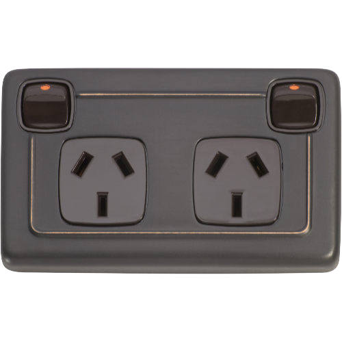 Socket Flat Plate Rocker Double Brown Antique Copper H72xW115mm in Antique Copper