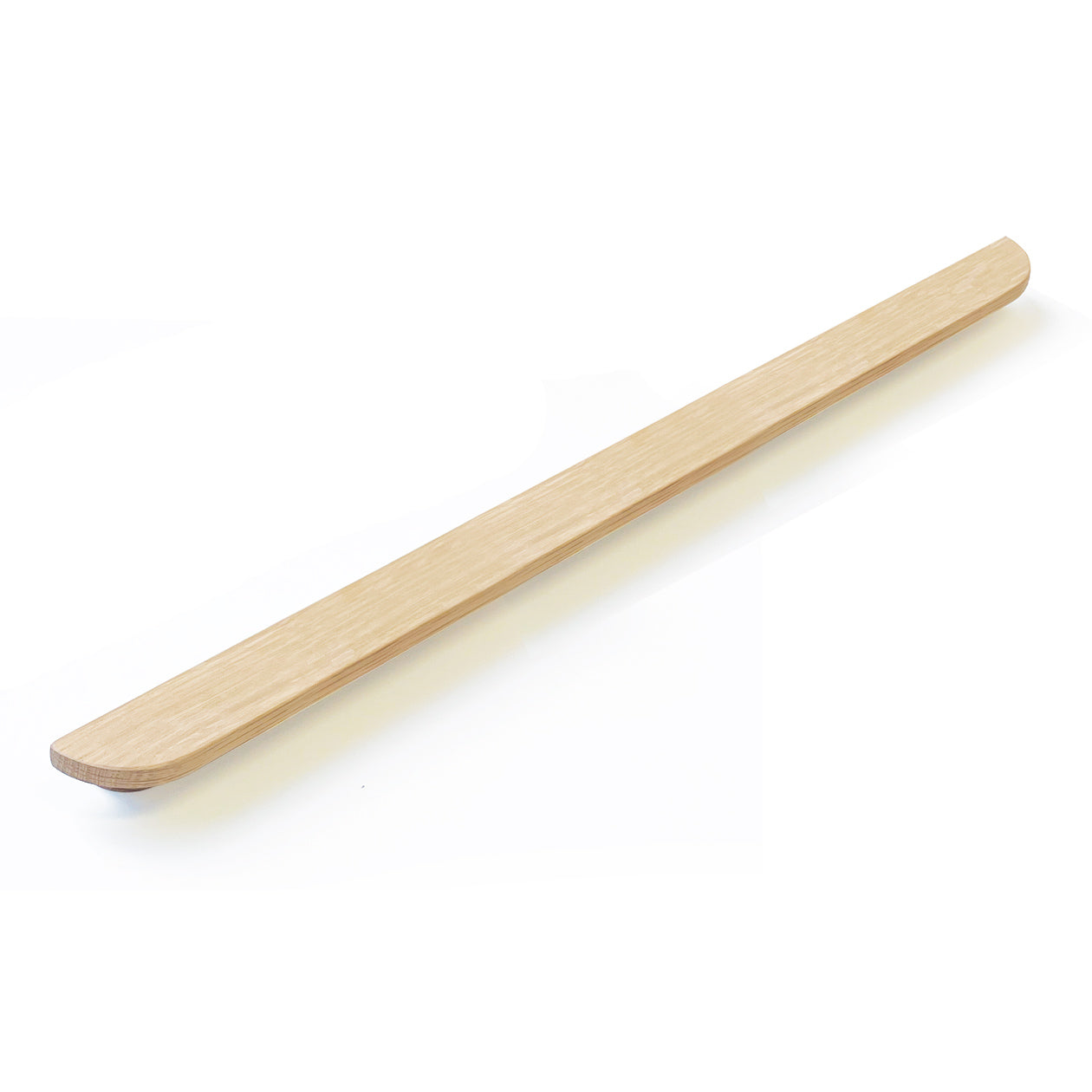 Momo SYDNEY timber cabinet pull handle in AORW finish mounted on wood cabinet for a modern, sleek look.