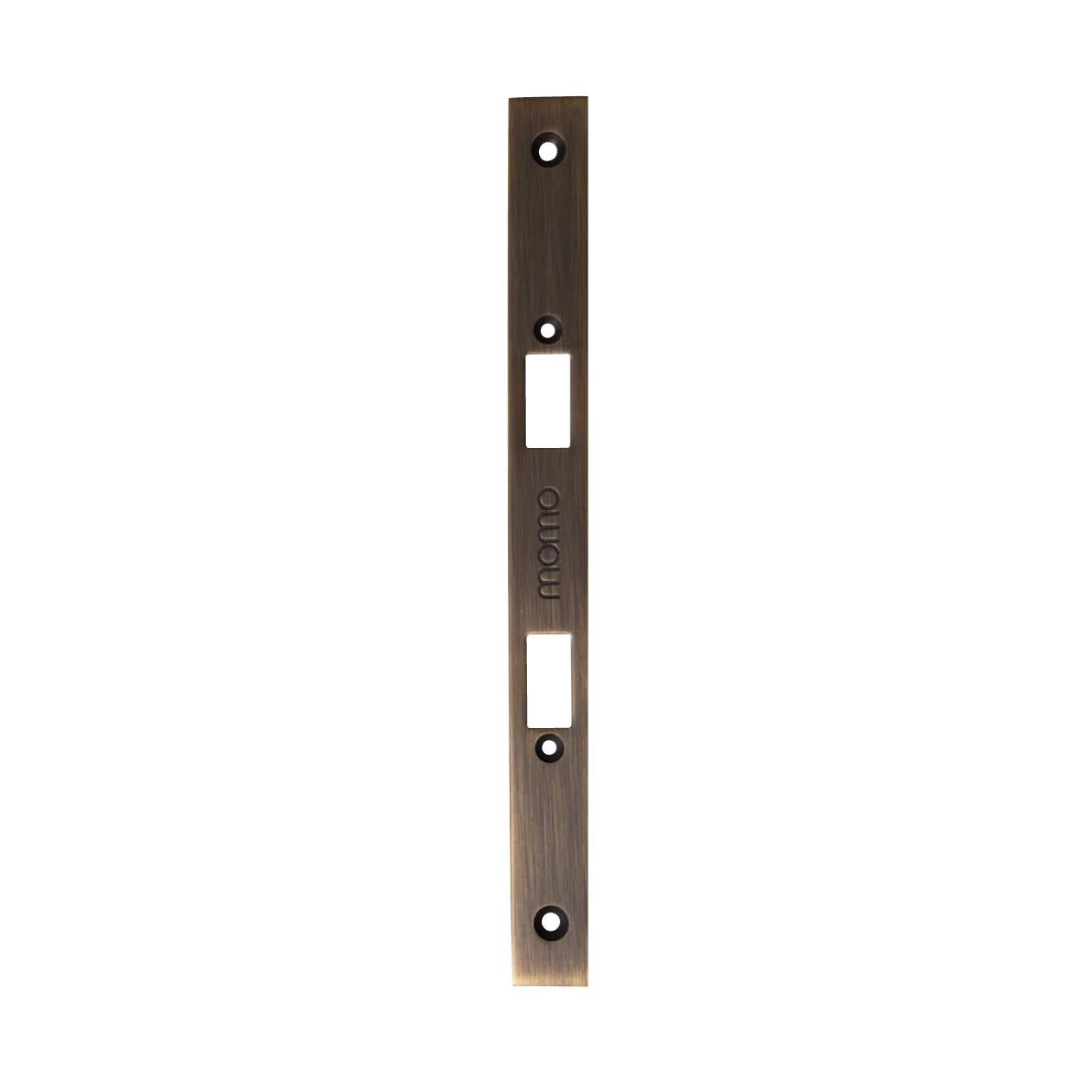 MOMO MORTICE LOCK FOREND PLATE FOR USE WITH PRIVACY THUMB TURN BRONZE in Bronze