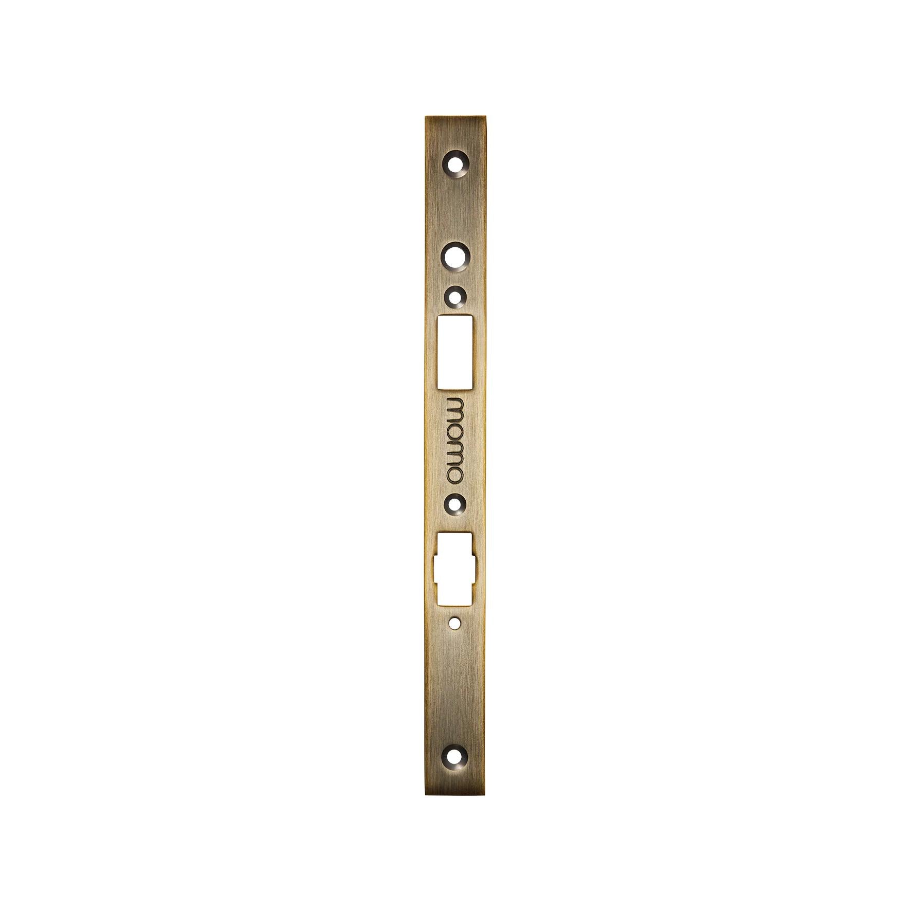 MOMO ROLLER MORTICE LOCK FOREND PLATE FOR USE WITH EURO CYLINDER DARK BRUSHED BRASS in Dark Brushed Brass