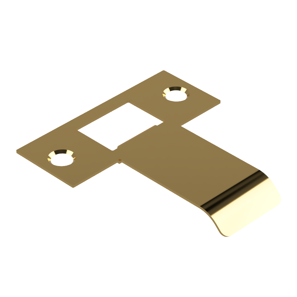 Extended Latch Strike - 50mm (76mm O/A) to suit Tubular Latch in Satin Brass Unlaquered