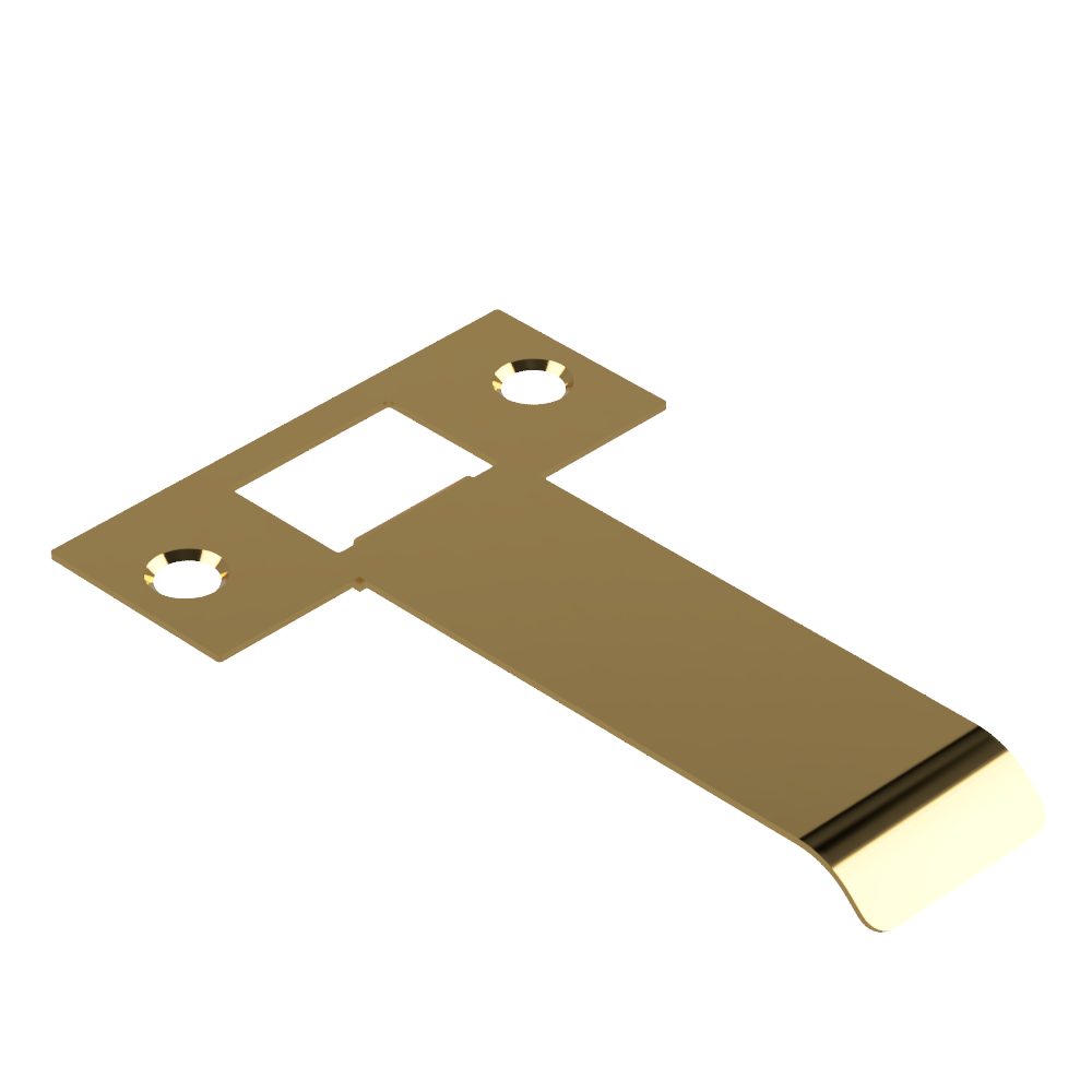Extended Latch Strike - 80mm (106mm O/A) to suit Tubular Latch in Polished Brass Unlacquered