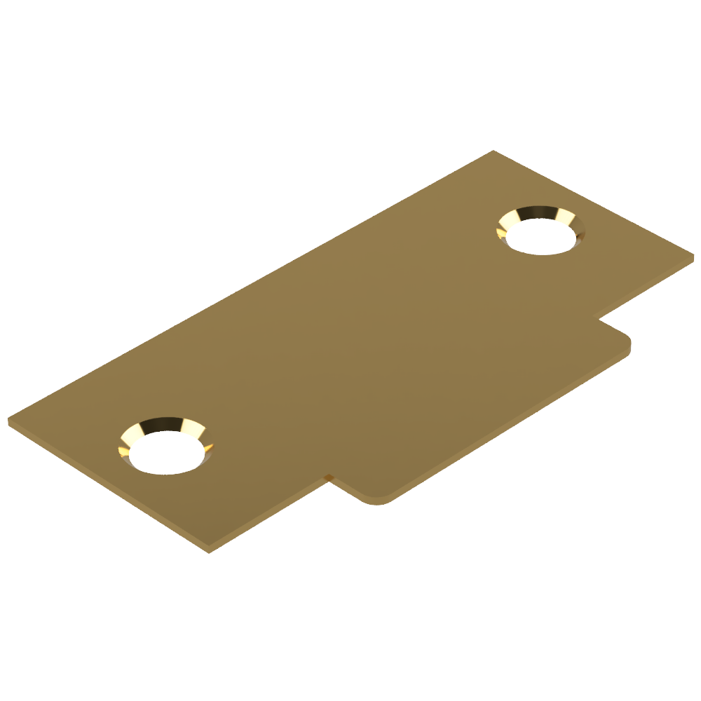 Blank T Shaped Strike (no latch hole) to suit Tubular Latch in Polished Brass Unlacquered
