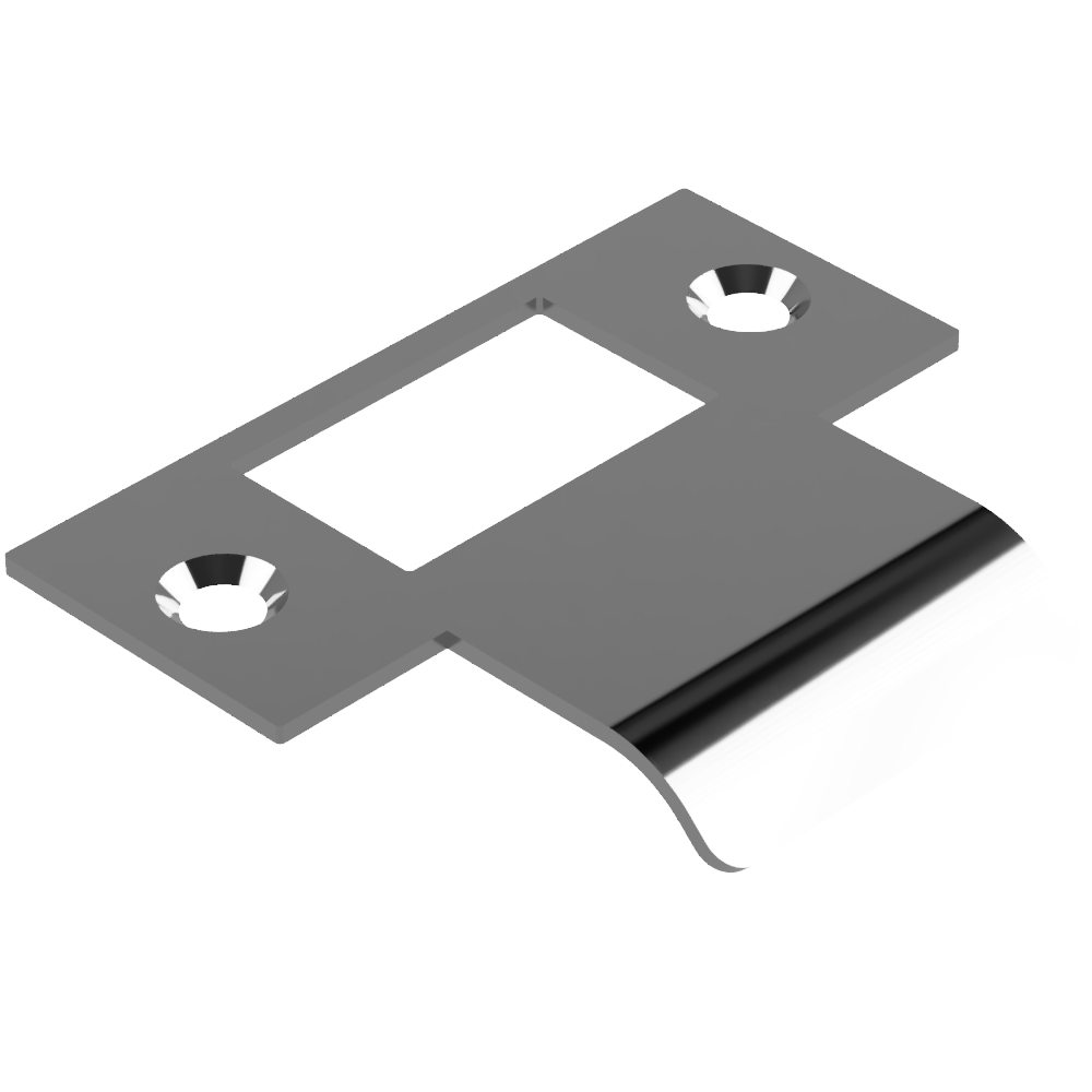 Extended AUS mortice lock strike plate by Style Finish Doorware, 30mm, with polished chrome finish, suitable for secure door installation.