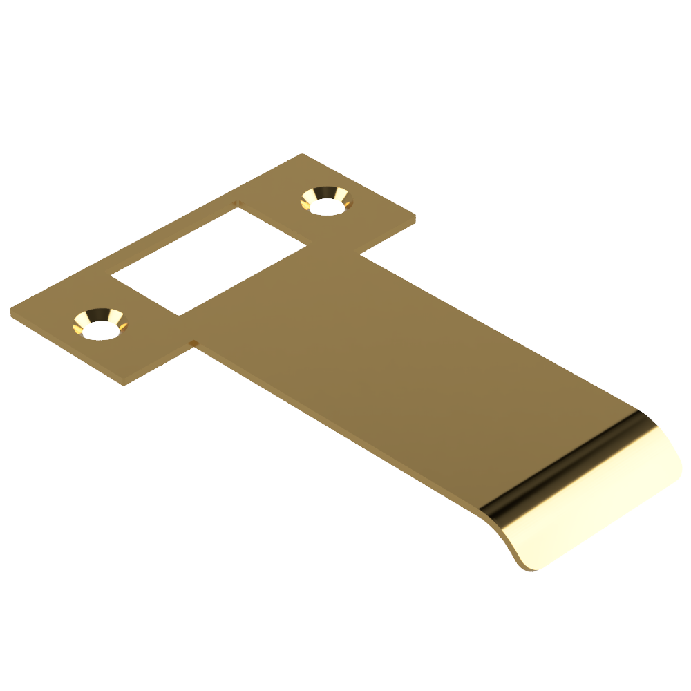 Extended AUS mortice lock strike plate by Style Finish Doorware, 080mm size, visible metal plate with screw holes for door security.