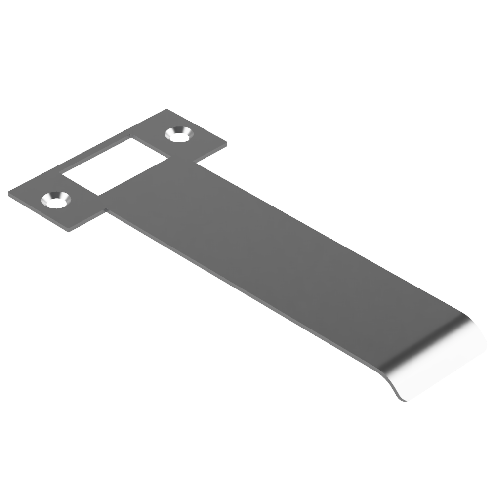 Extended AUS mortice lock strike plate by Style Finish Doorware, 130mm length, metal with screw holes for secure door fastening.