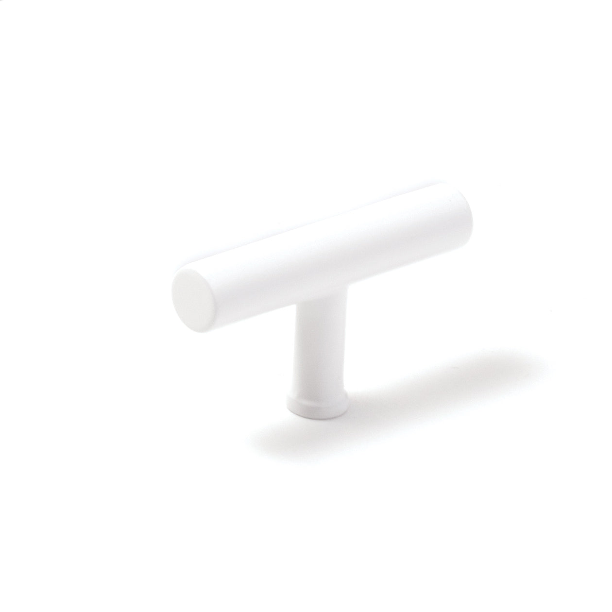 Momo STRANO cabinet T-pull handle in white finish, showcasing its sleek, modern design for furniture hardware.