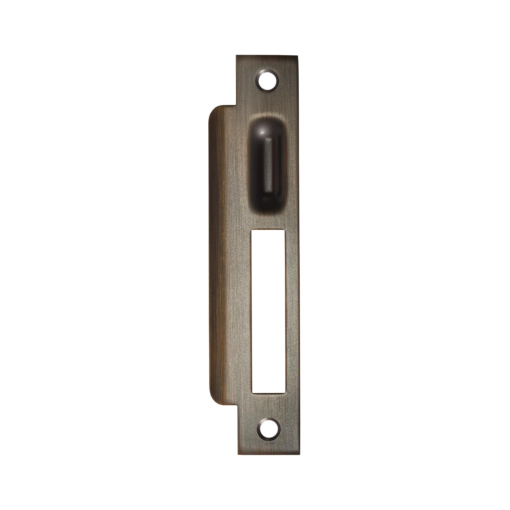 MOMO ROLLER MORTICE LOCK LEFT HAND STRIKE PLATE BRONZE in Bronze