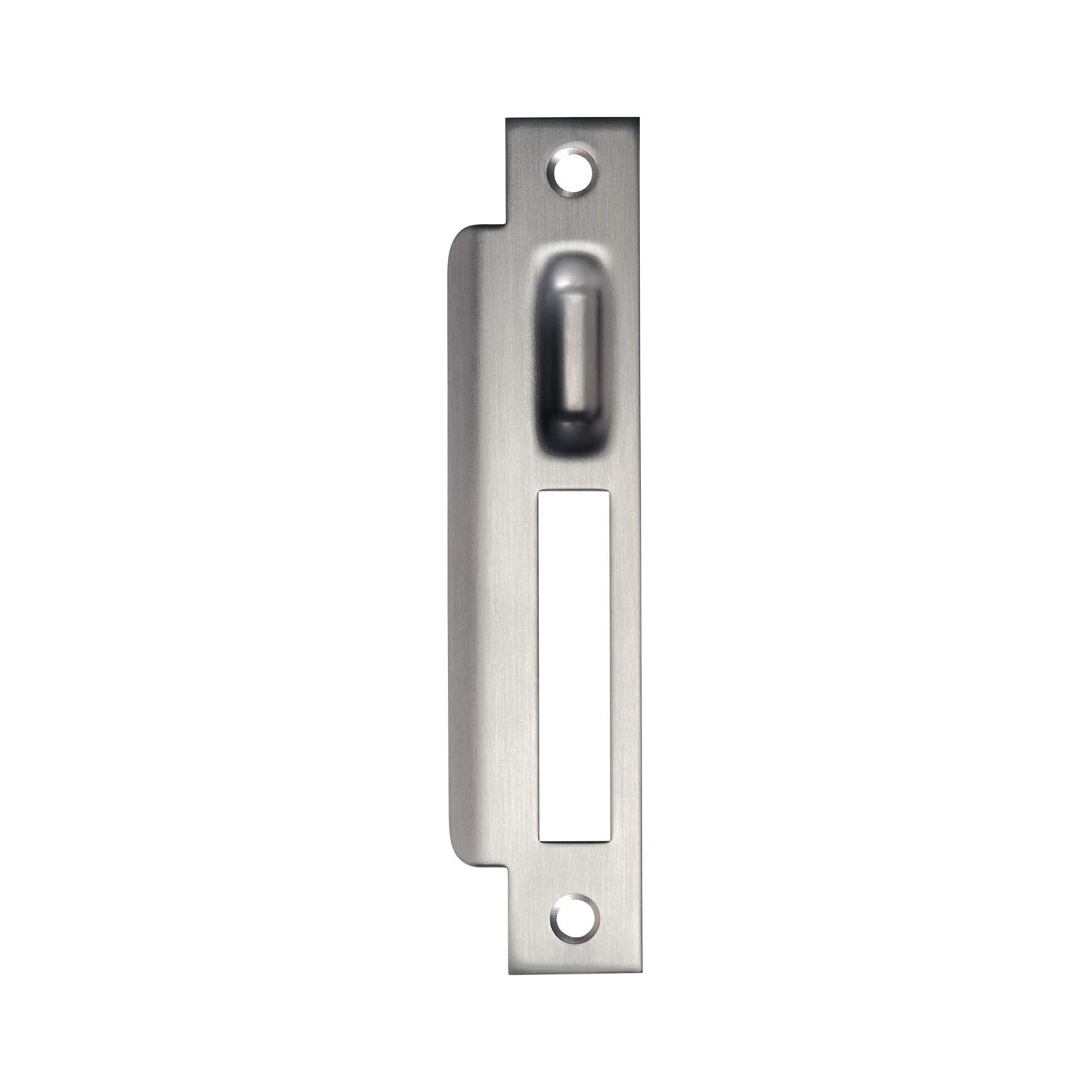 MOMO ROLLER MORTICE LOCK LEFT HAND STRIKE PLATE DULL BRUSHED NICKEL in Dull Brushed Nickel