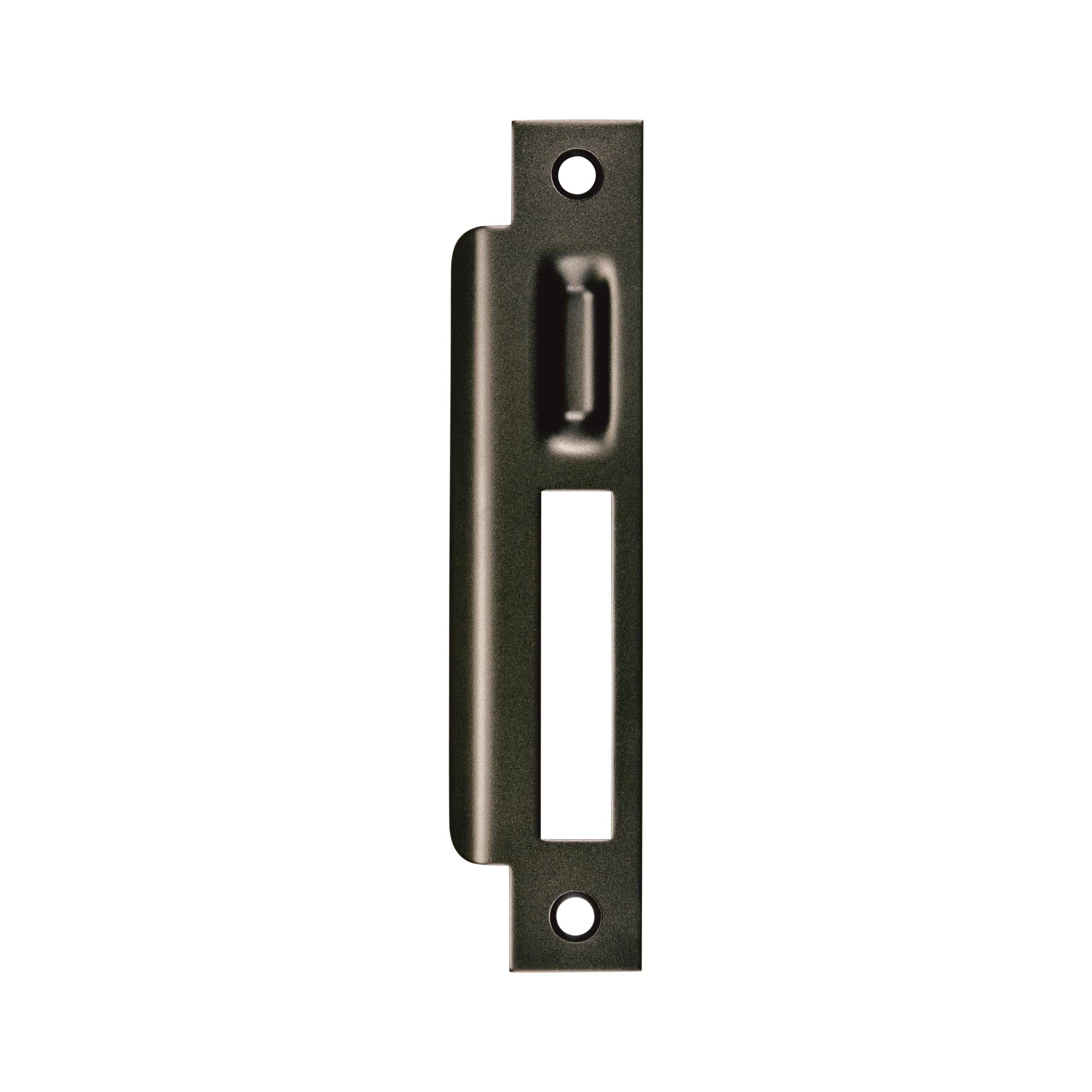 MOMO ROLLER MORTICE LOCK LEFT HAND STRIKE PLATE DARK BRONZE in Dark Bronze