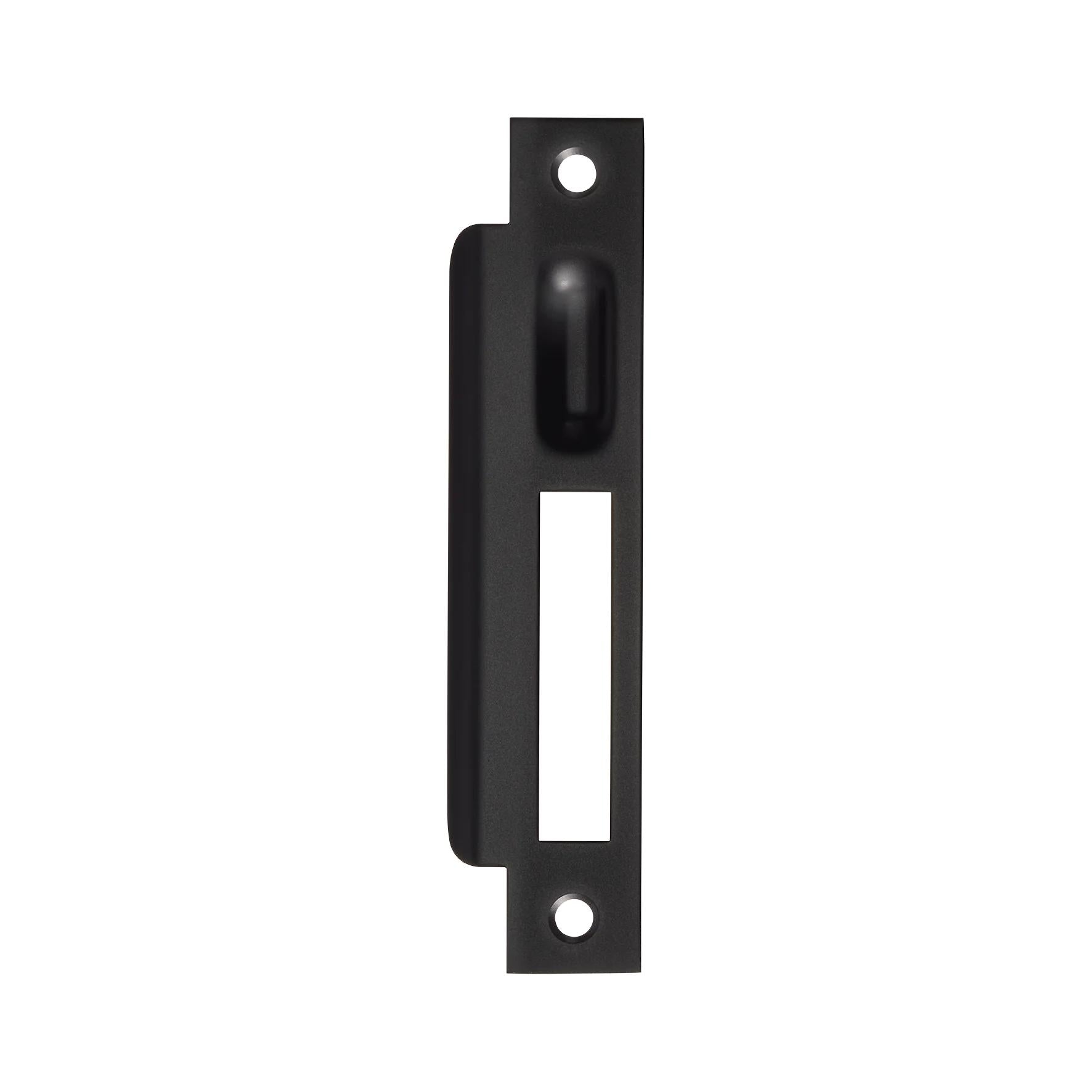 MOMO ROLLER MORTICE LOCK LEFT HAND STRIKE PLATE MATT BLACK in Matt Black