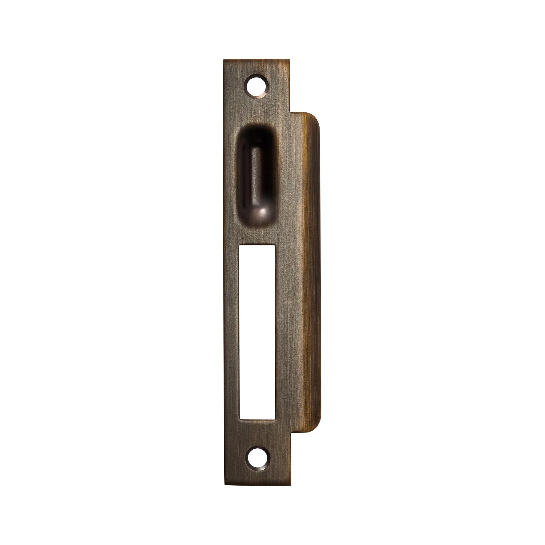 MOMO ROLLER MORTICE LOCK RIGHT HAND STRIKE PLATE BRONZE in Bronze
