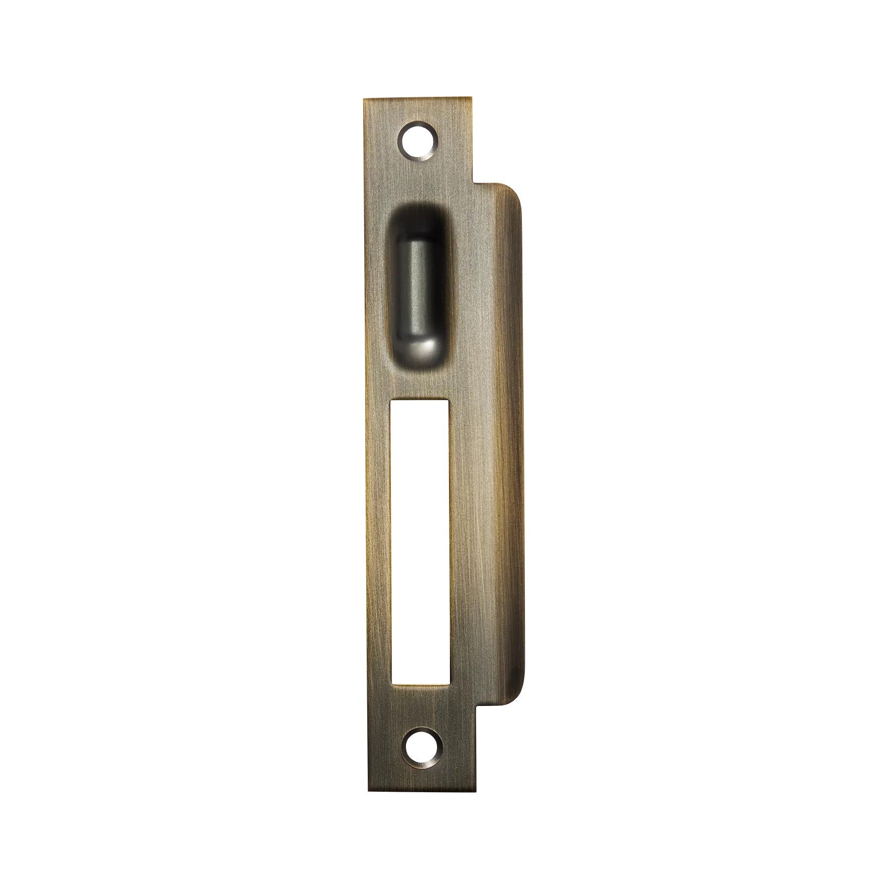 MOMO ROLLER MORTICE LOCK RIGHT HAND STRIKE PLATE DARK BRUSHED BRASS in Dark Brushed Brass