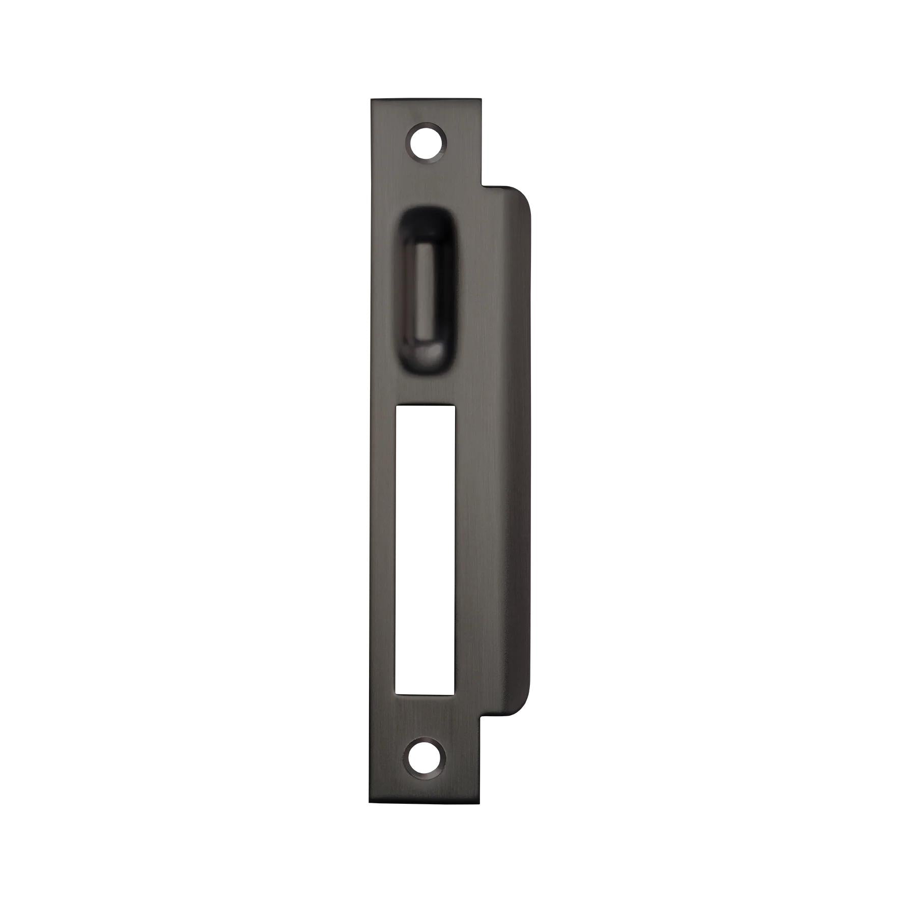 MOMO HANDLES ROLLER MORTICE LOCK RIGHT HAND STRIKE PLATE GUNMETAL in Gun Metal