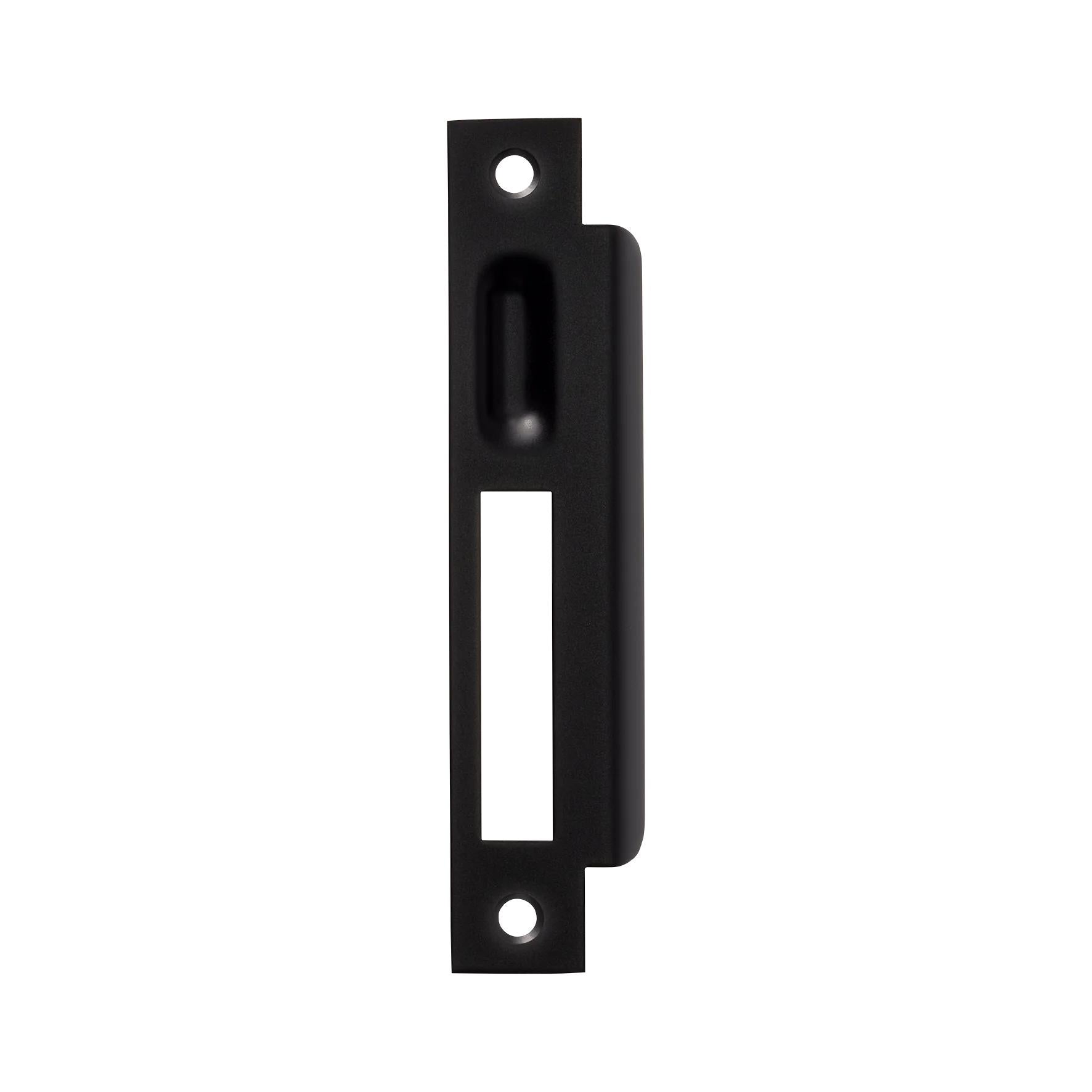 MOMO ROLLER MORTICE LOCK RIGHT HAND STRIKE PLATE MATT BLACK in Matt Black