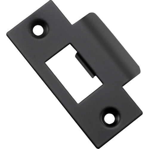 Iver metal door tube latch striker mounted on a door frame, part of architectural hardware for secure door alignment.