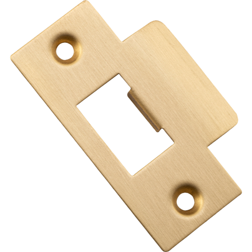 Iver metal door tube latch striker for architectural hardware, showing a close-up of the latch and striker plate on a door frame.