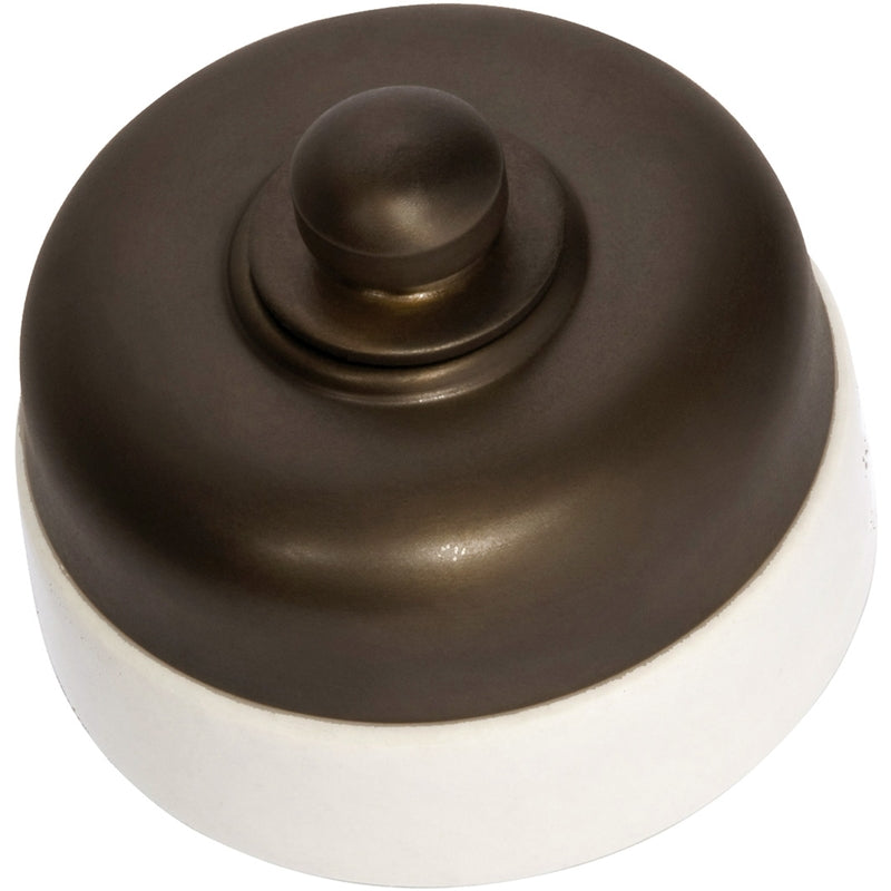Dimmer Ivory Porcelain Base Antique Brass D60xP48mm in White / Antique Brass