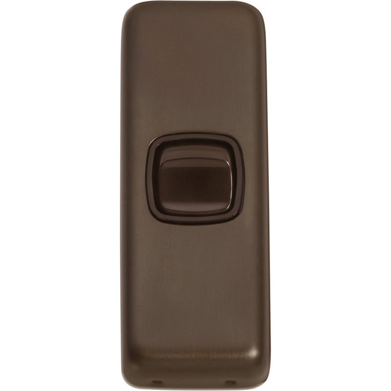 Switch Flat Plate Rocker 1 Gang Brown Antique Brass H82xW30mm in Antique Brass