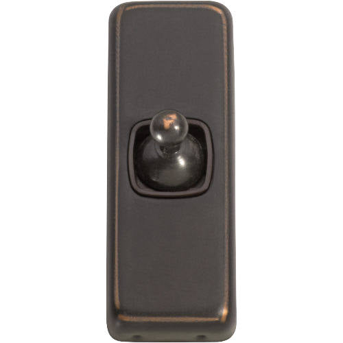 Switch Flat Plate Toggle 1 Gang Brown Antique Copper H82xW30mm in Antique Copper