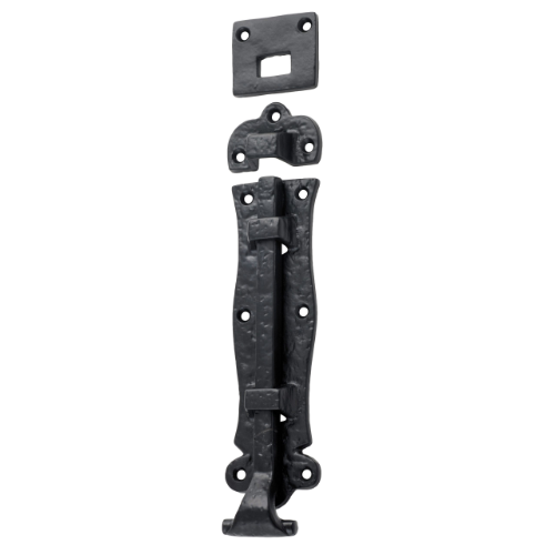 Tradco Tower Bolts showing a close-up of the metal bolt with a sliding latch and mounting screws for secure fastening.