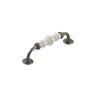 TRIANON D HANDLE 128MM CREAM CRACKLE & ANTIQUE BRASS in Cream Crackle/Antique Brass