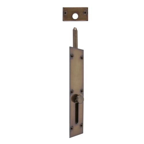 Windsor reverse barrel bolt in matte black finish mounted on wooden door for security and privacy.