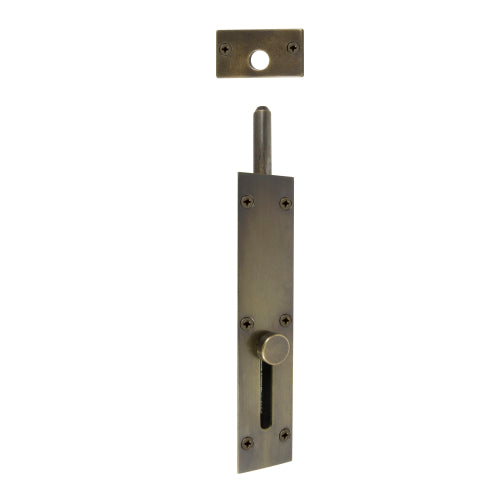 Windsor reverse barrel bolt in brass finish mounted on door for secure latching and privacy.