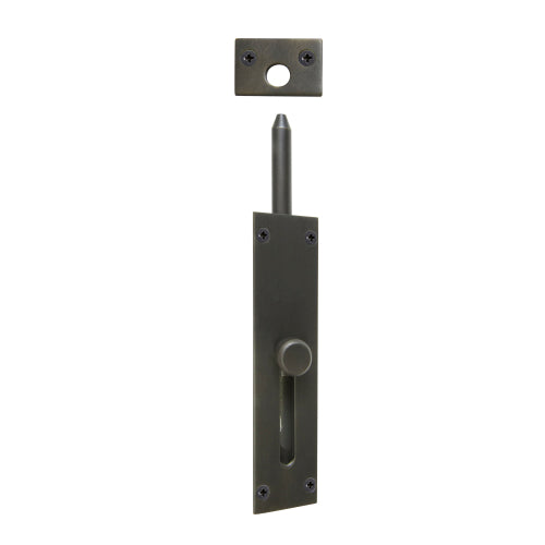 Windsor reverse barrel bolt installed on a door, showcasing its sturdy metal construction and secure locking mechanism.