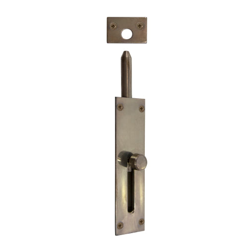 Windsor reverse barrel bolt in black finish, mounted on a door for secure latch and easy opening.