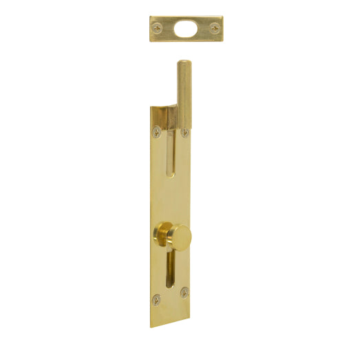 Necked Outward Reverse Bolt in Polished Brass