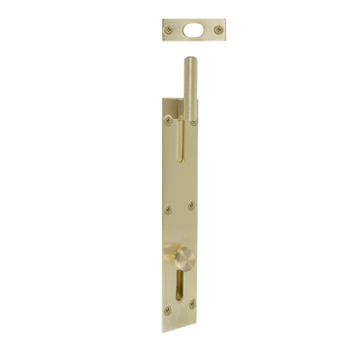Necked Outward Reverse Bolt in Satin Brass Unlaquered