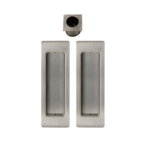 Windsor Cavity-Suite Ultra passage set with brushed nickel finish, featuring modern door handles and matching lock set.